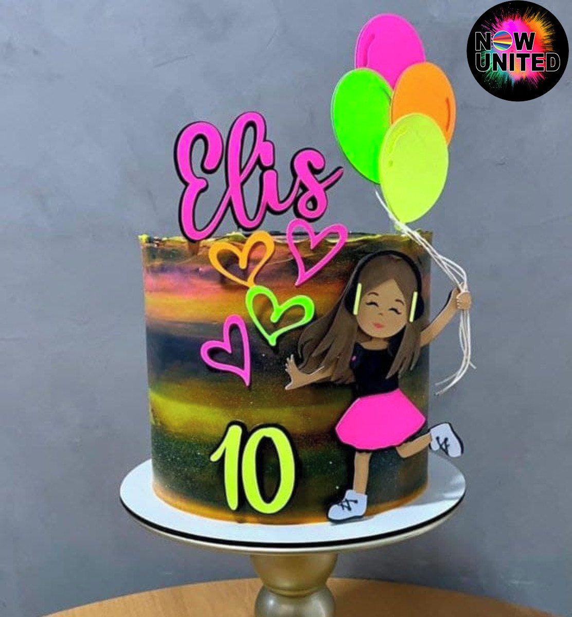 Arquivo de Corte Topo de Bolo Now United Menina Balões -005
