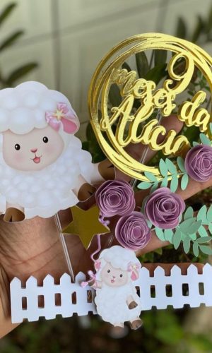 Arquivo de Corte Topo de Bolo Ovelha Ovelhinha Menina
