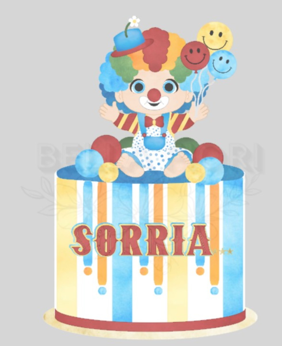 Arquivo de Corte Topo de Bolo Palhacinho Cute - Bf
