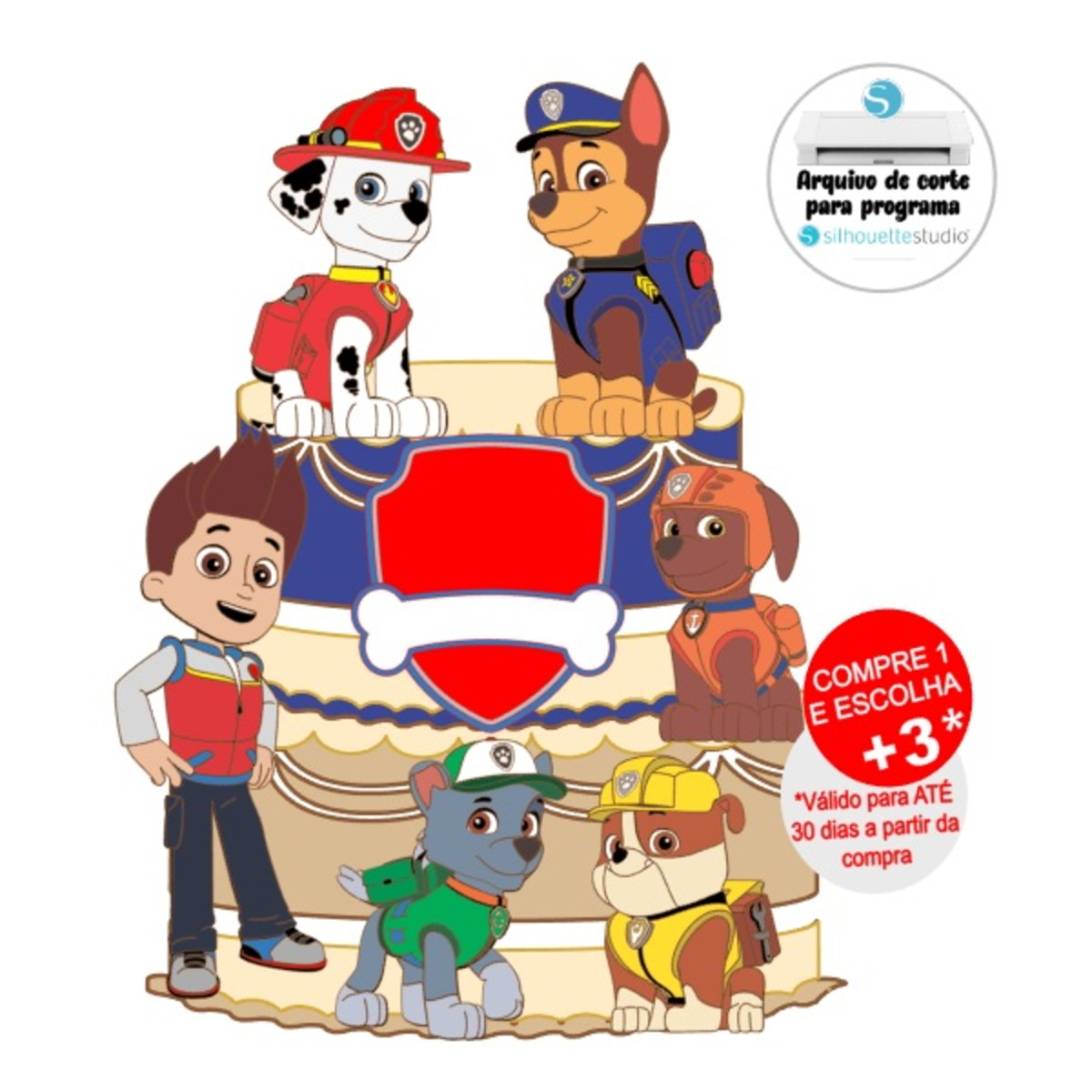 Arquivo de Corte Topo de Bolo Patrulha Canina - Meninos