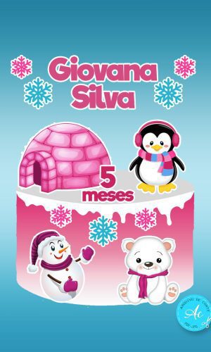 Arquivo de Corte Topo de Bolo Pinguim Inverno Menina #1