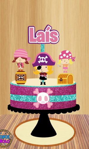 Arquivo de Corte Topo de Bolo Piratas Meninas