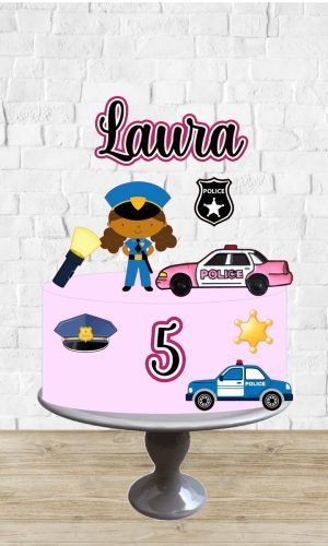 Arquivo de Corte Topo de Bolo Policial Menina