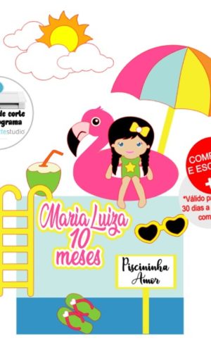 Arquivo de Corte Topo de Bolo Pool Party Menina