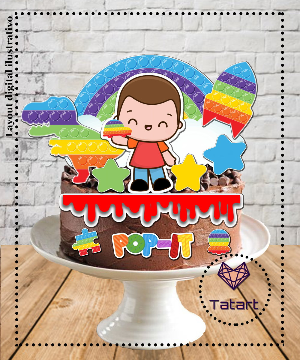 Arquivo de corte topo de bolo POP IT menino