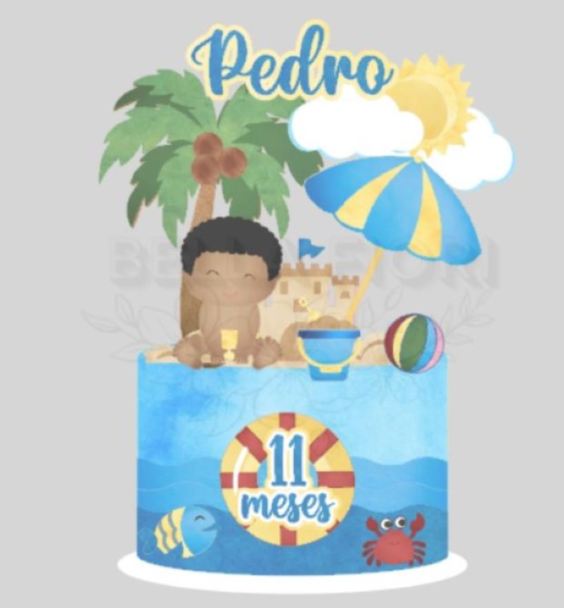 Arquivo de Corte Topo de Bolo Praia Baby Cute Camadas - Bf