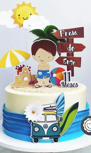 Arquivo de Corte Topo de Bolo Praia Menino + 4 Arquivos