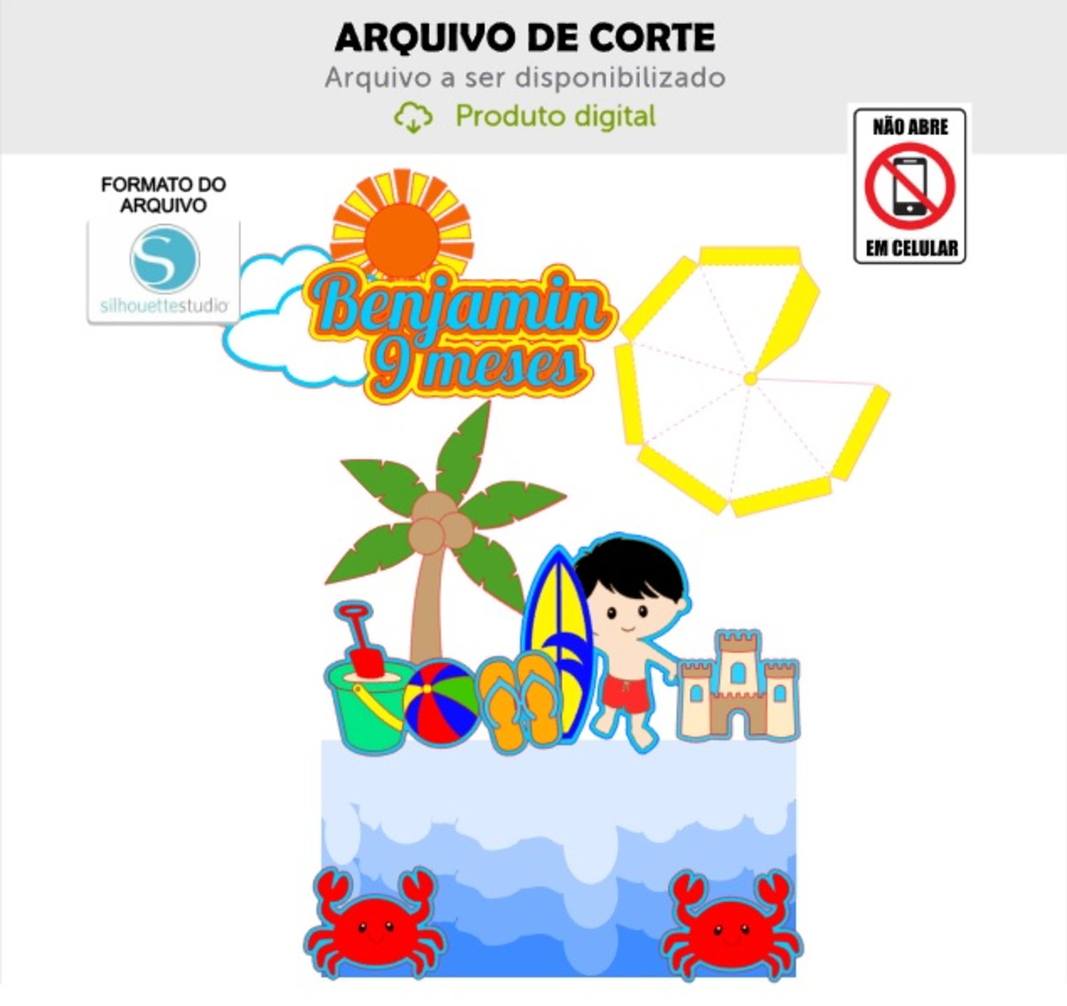 Arquivo de Corte Topo de Bolo Praia Menino