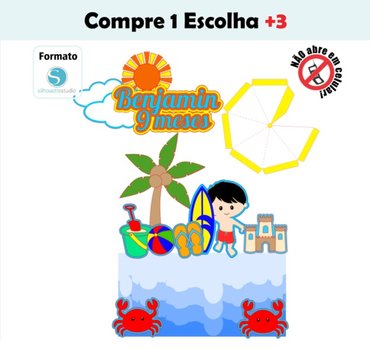 Arquivo de Corte Topo de Bolo Praia Menino