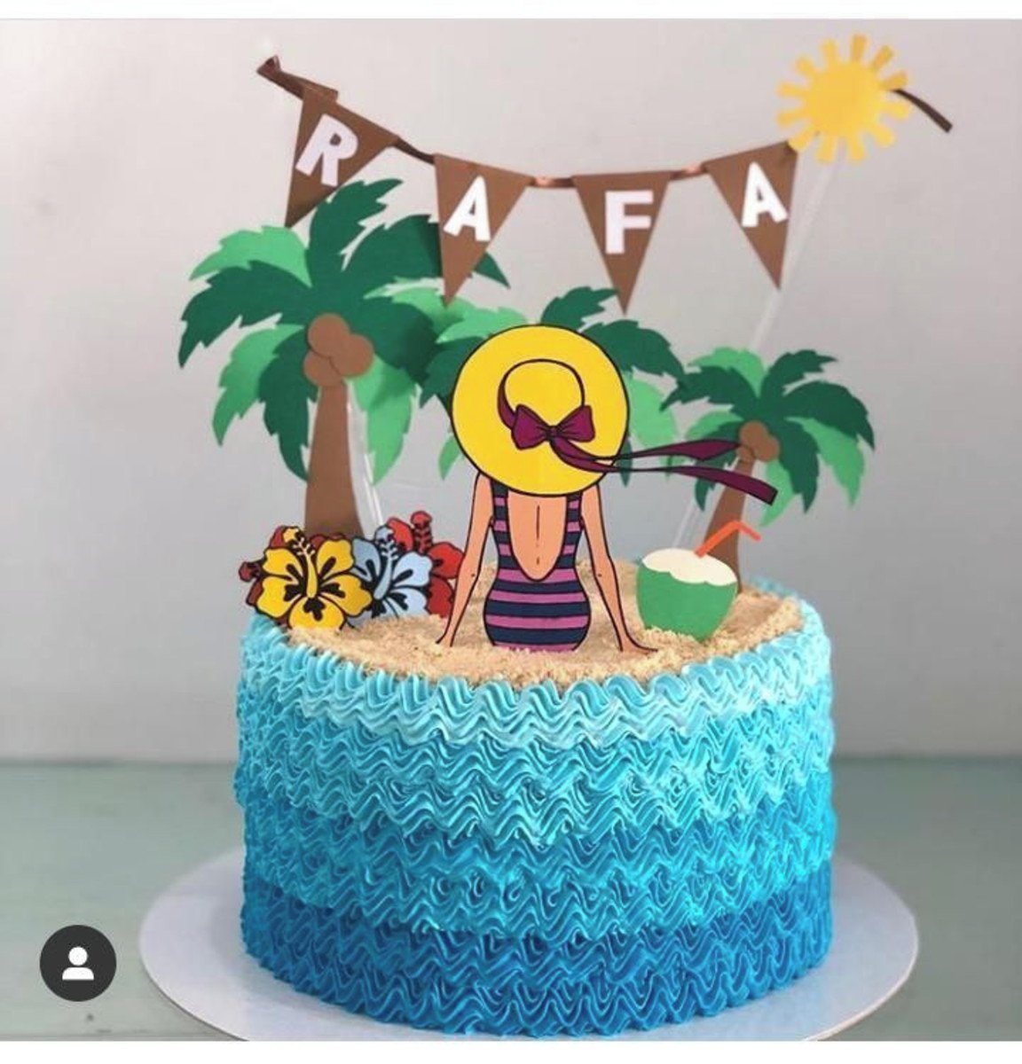 Arquivo de corte Topo de bolo Praia Mulher 1
