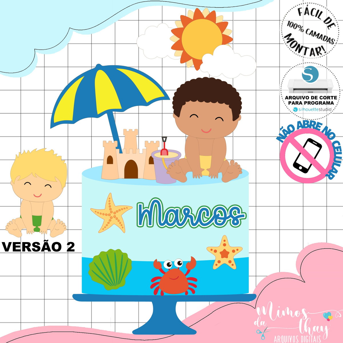 Arquivo de Corte: Topo de Bolo Praia Verão Menino 035
