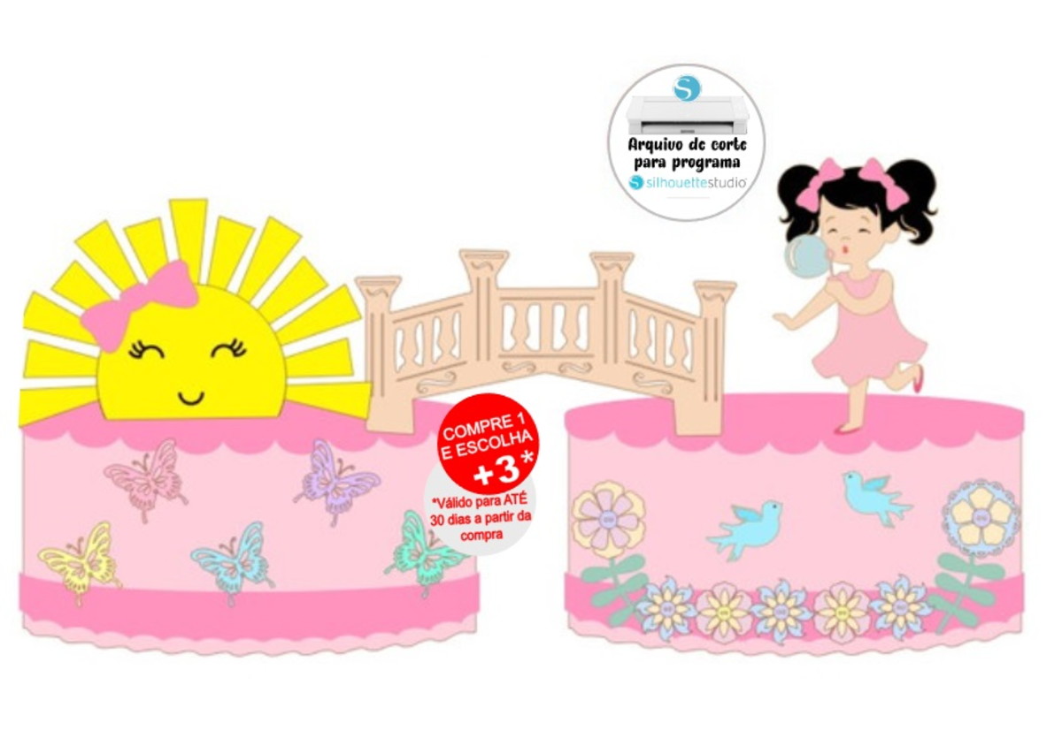 Arquivo de Corte Topo de Bolo Sunshine - Sol Menina