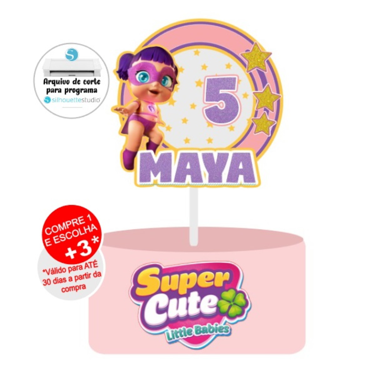Arquivo de Corte Topo de Bolo Super Cute Little Babie