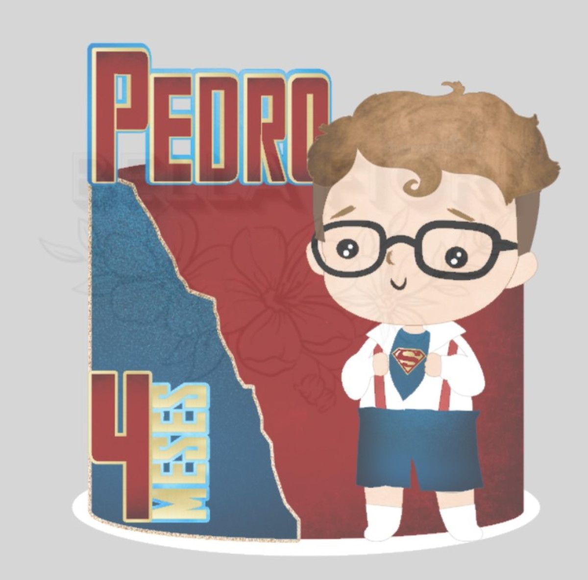 Arquivo de Corte Topo de Bolo Superman Cute Camadinhas - Bf