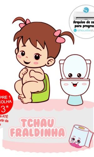 Arquivo de Corte Topo de Bolo Tchau Fraldinha Menina