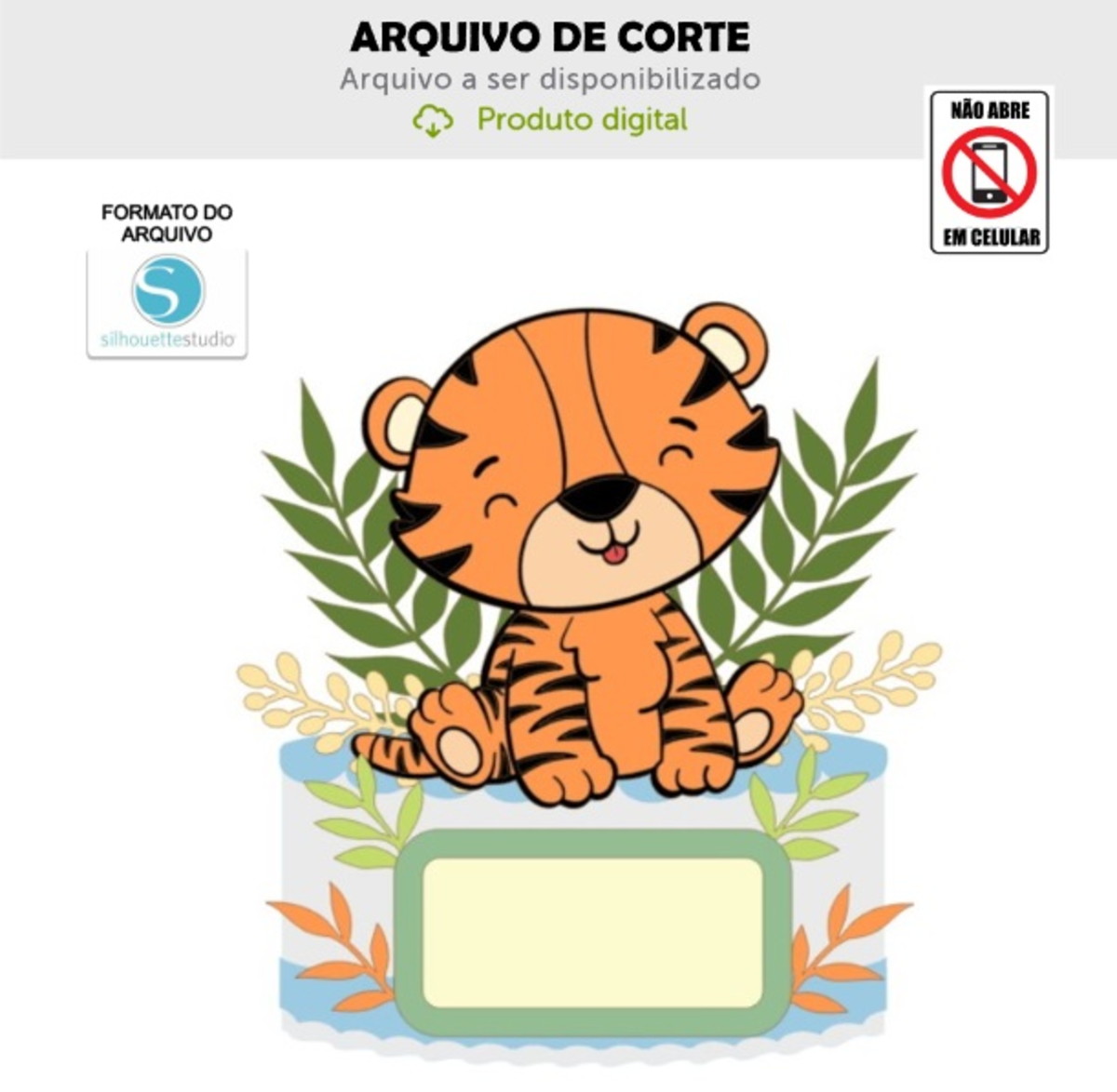 Arquivo de Corte Topo de Bolo Tigre Baby