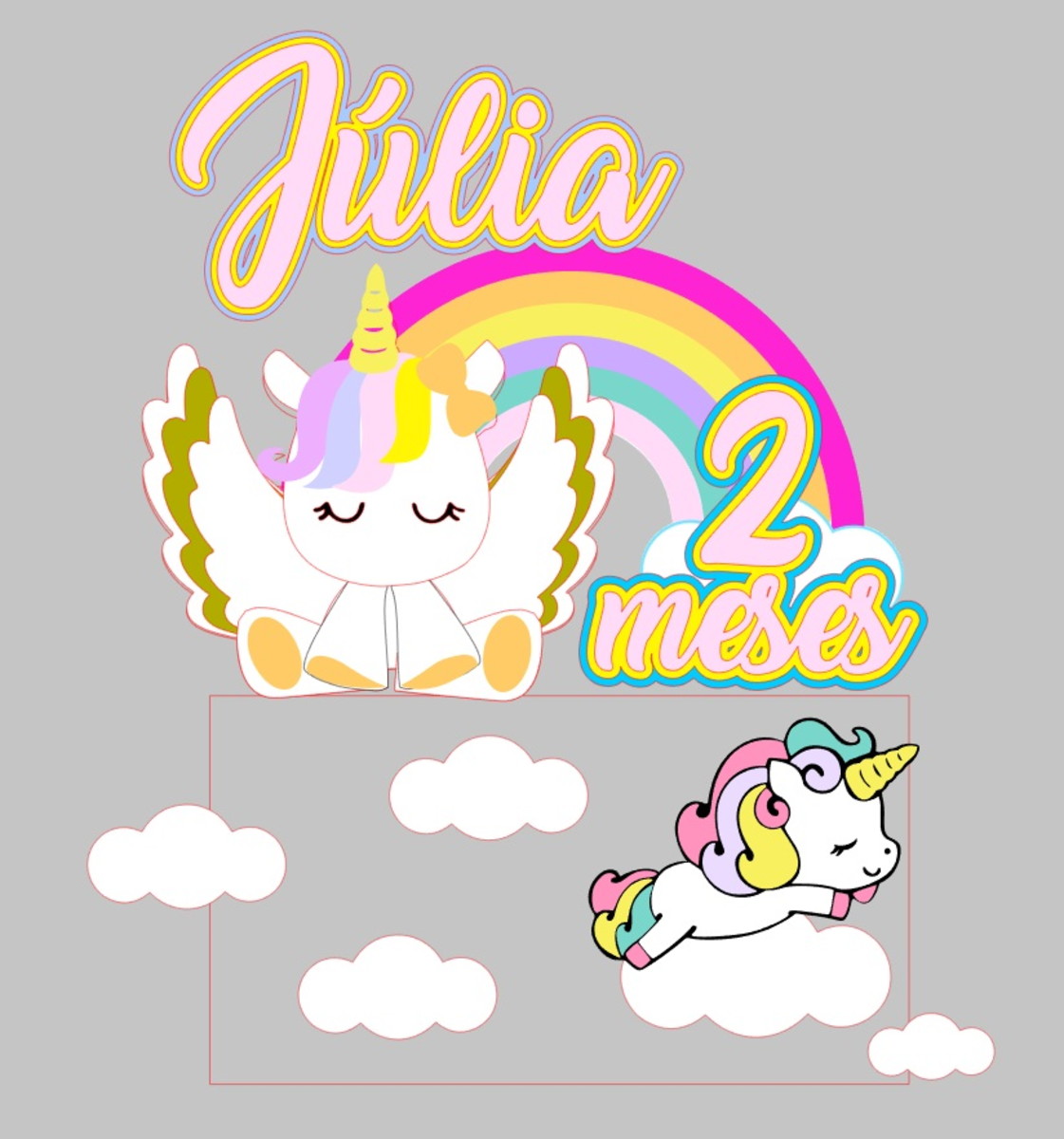 Arquivo De Corte Topo De Bolo Unicornio - Imagem 2