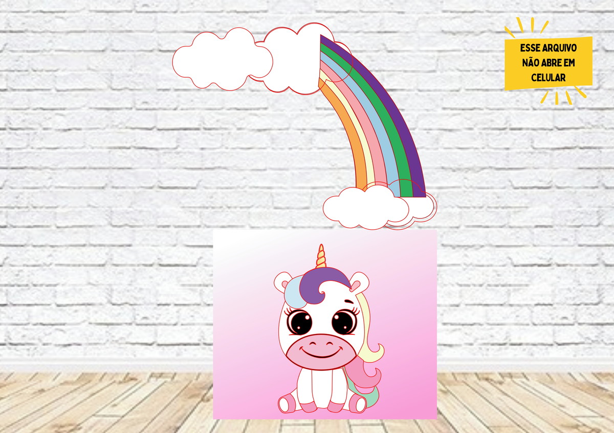 Arquivo de Corte Topo de Bolo Unicornio Cute Studio 006