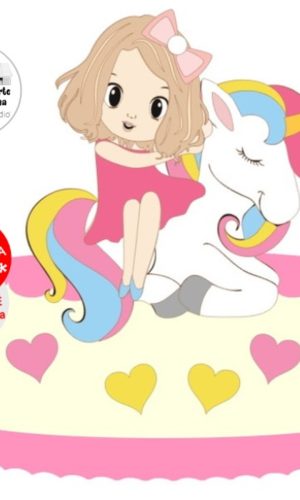 Arquivo de Corte Topo de Bolo Unicornio Menina