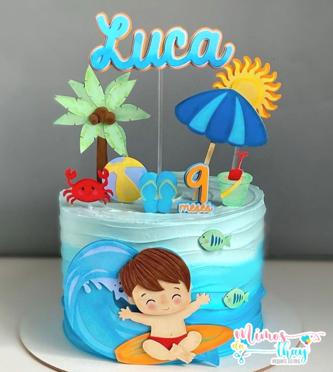 Arquivo de Corte: Topo de Bolo Verão Praia Menino 033 - Imagem 2