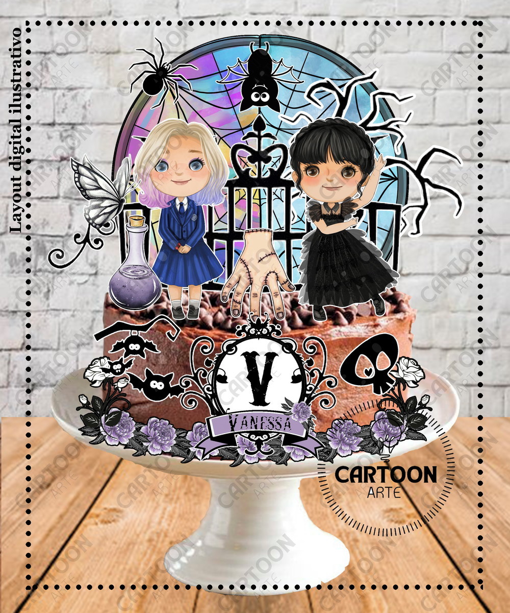 Arquivo de Corte Topo de Bolo Wandinha Cute