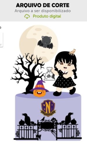 Arquivo de Corte Topo de Bolo Wandinha Cute Halloween