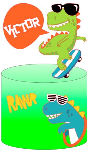 Arquivo de Corte: Topo Dinossauro Cute no Skate 017