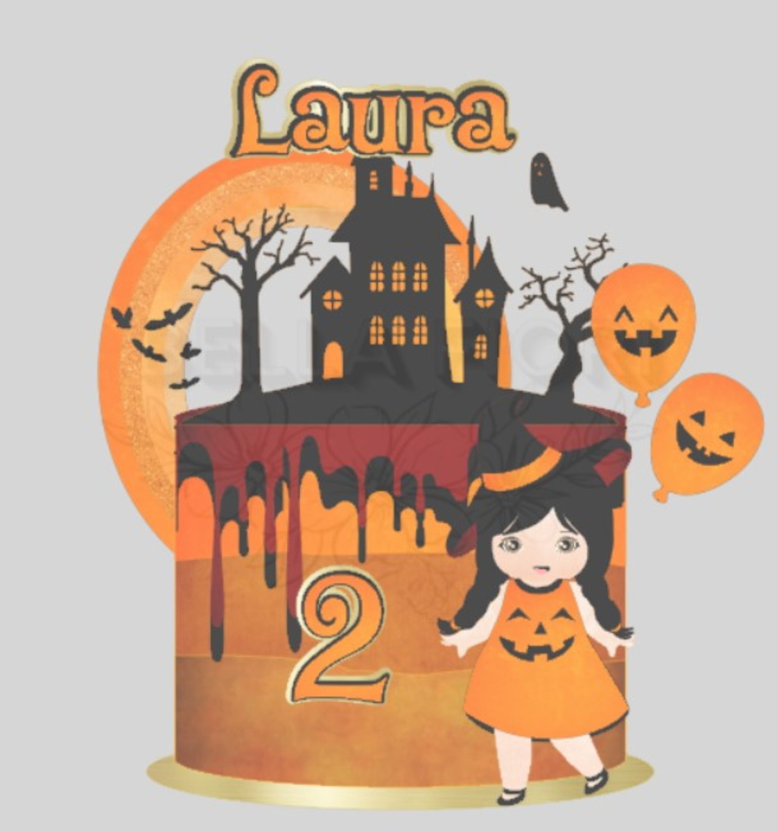 Arquivo de Corte Topode Bolo Camadas Halloween Girl Cute-bf