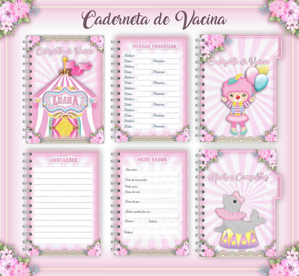 Arquivo Digital Caderneta De Vacinação Circo Rosa 8001