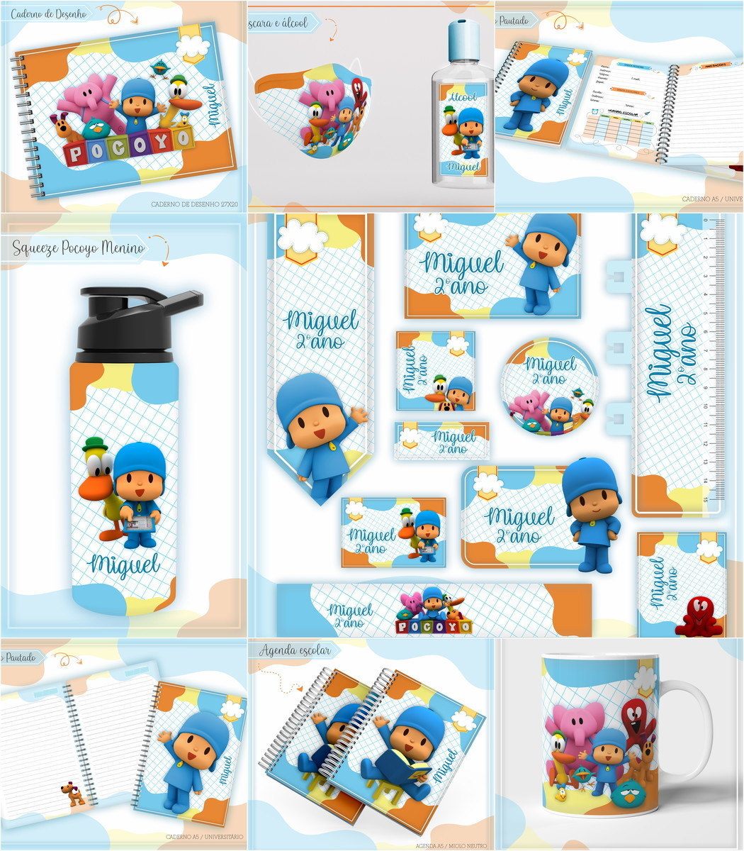 Arquivo Digital Kit Escolar Pocoyo Menino