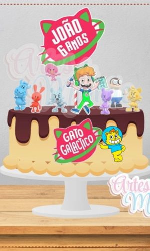 Arquivo Digital para corte topo de bolo Gato Galáctico
