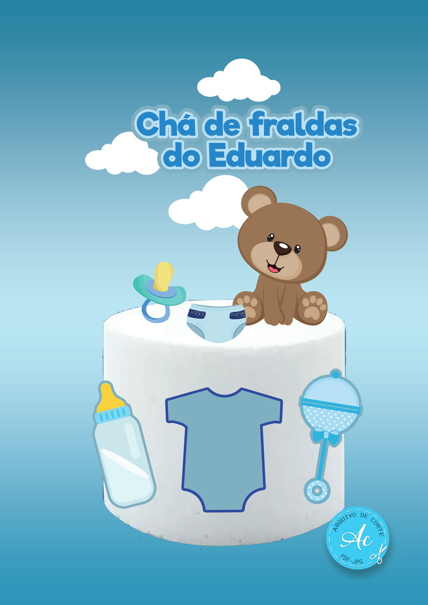 Arquivo Digital Topo de Bolo Chá de Fralda Menino #2