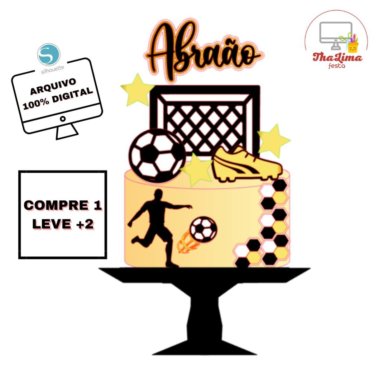 Arquivo Digital Topo de Bolo Corte Camadas Futebol