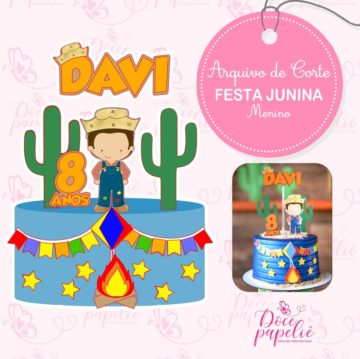 Arquivo Digital Topo de Bolo Festa Junina Menino