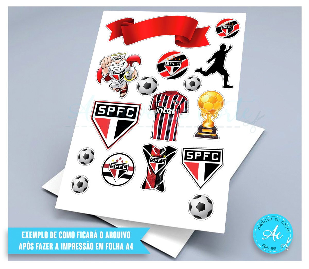 Arquivo Digital Topo de Bolo Futebol São Paulo #1 Pdf/jpg - Imagem 2