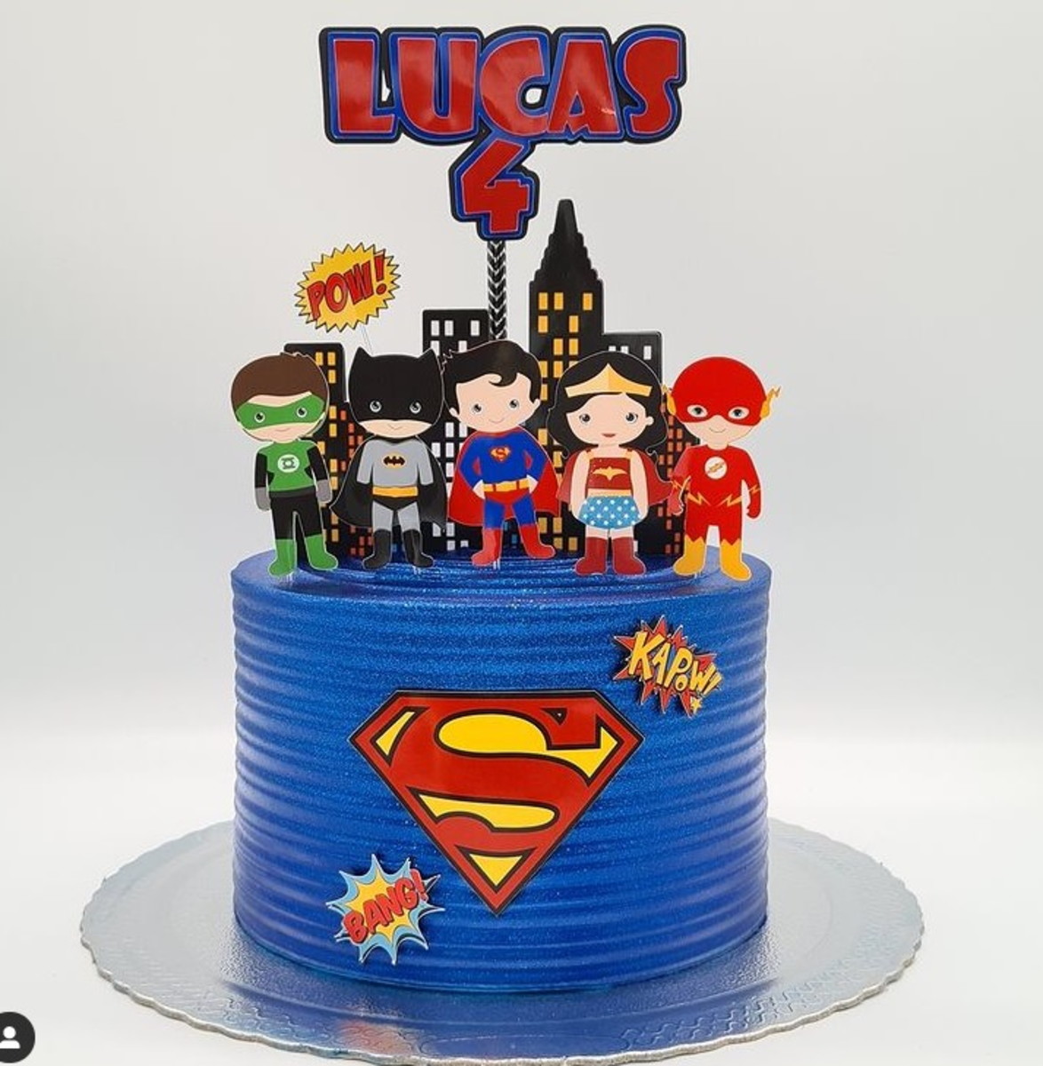 ARQUIVO DIGITAL- Topo de bolo Liga da Justiça Cute + 4