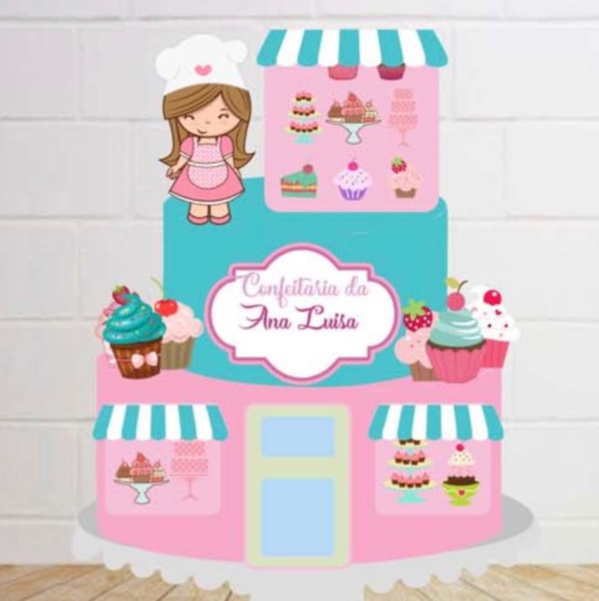 Arquivo Digital Topo de Bolo Menina Confeitaria