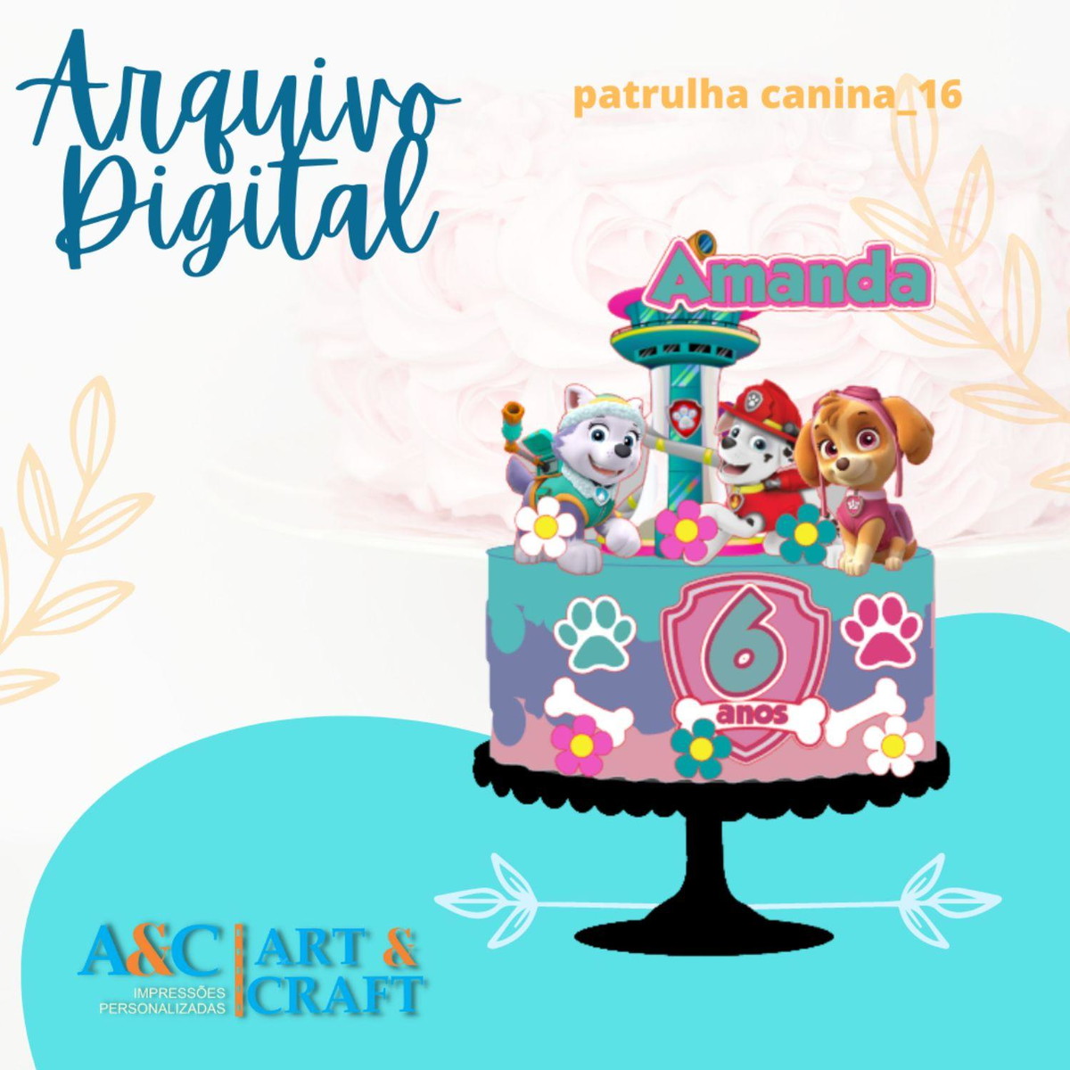 Arquivo de Corte Topper Patrulha Canina Menina