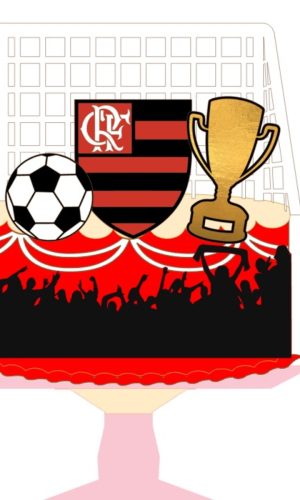 Arquivo Silhouette Topo de Bolo em Camadas Flamengo Futebol