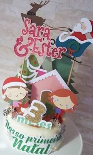 Arquivo Silhouette Topo de bolo Feliz Natal menina