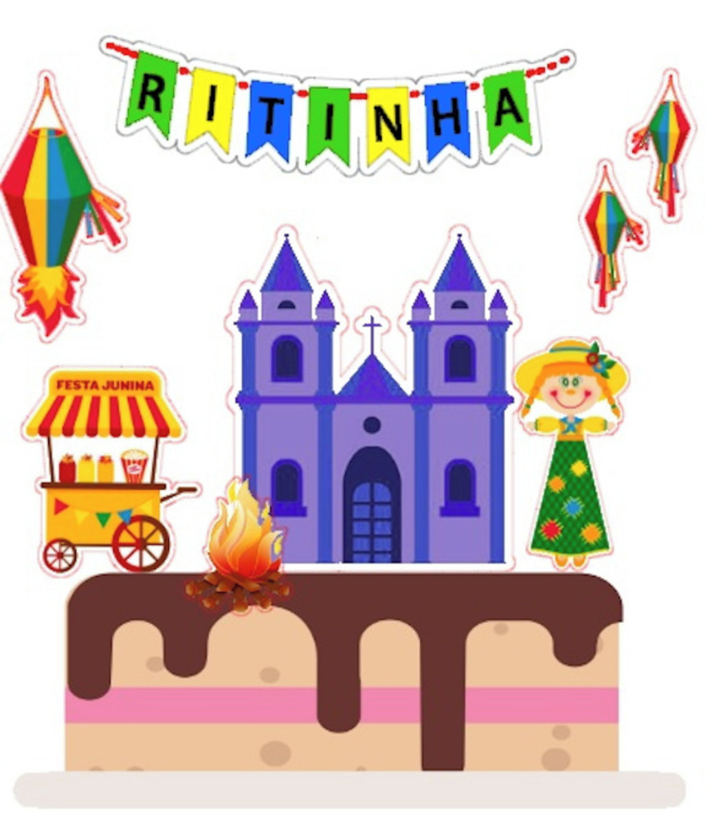 Arquivo Silhouette Topo de Bolo Festa São João Brasil Menina