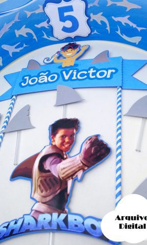 Arquivo Silhouette Topo de Bolo Sharkboy Menino Tubarão