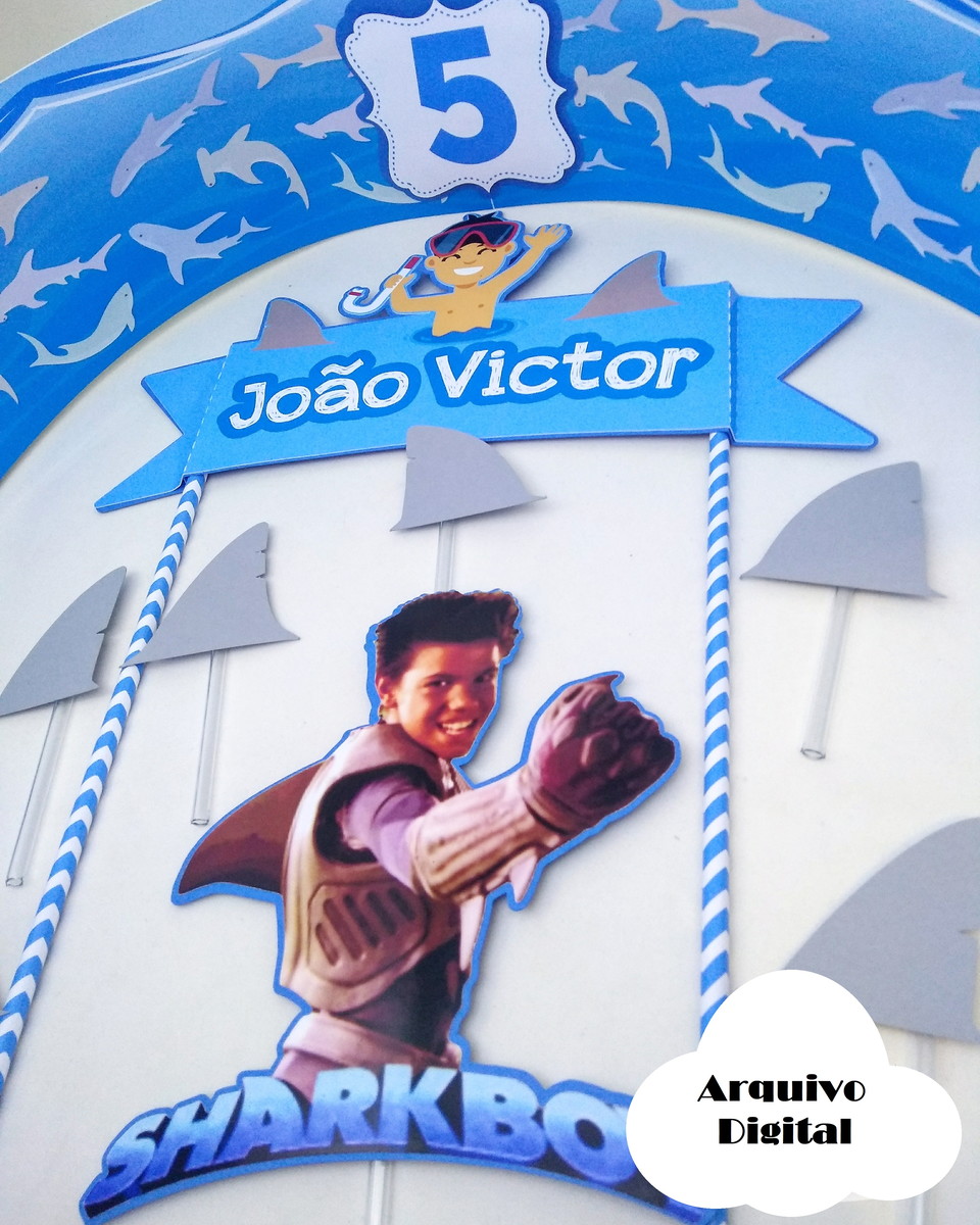 Arquivo Silhouette Topo de Bolo Sharkboy Menino Tubarão