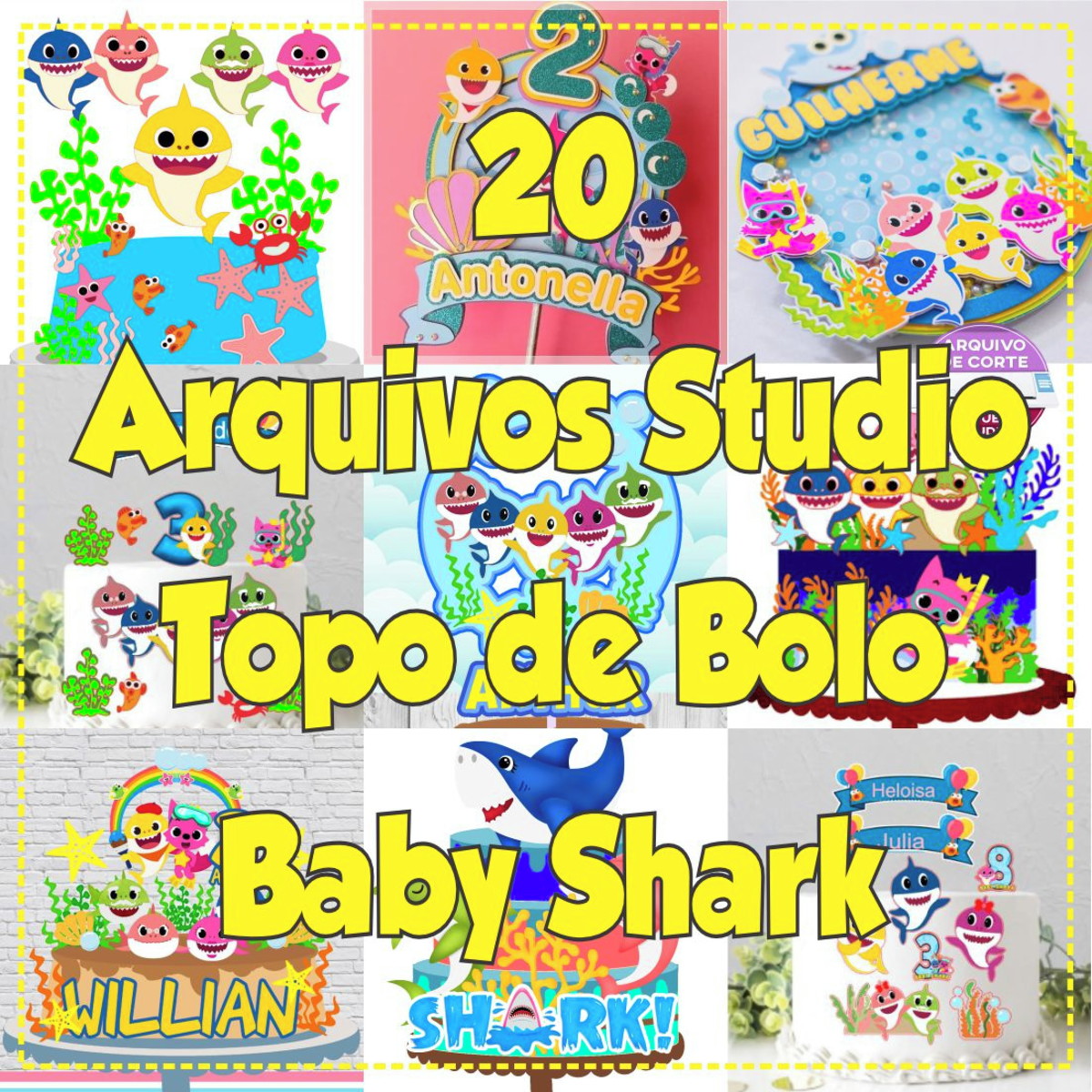 Arquivo de Corte Topo de Bolo Baby Shark