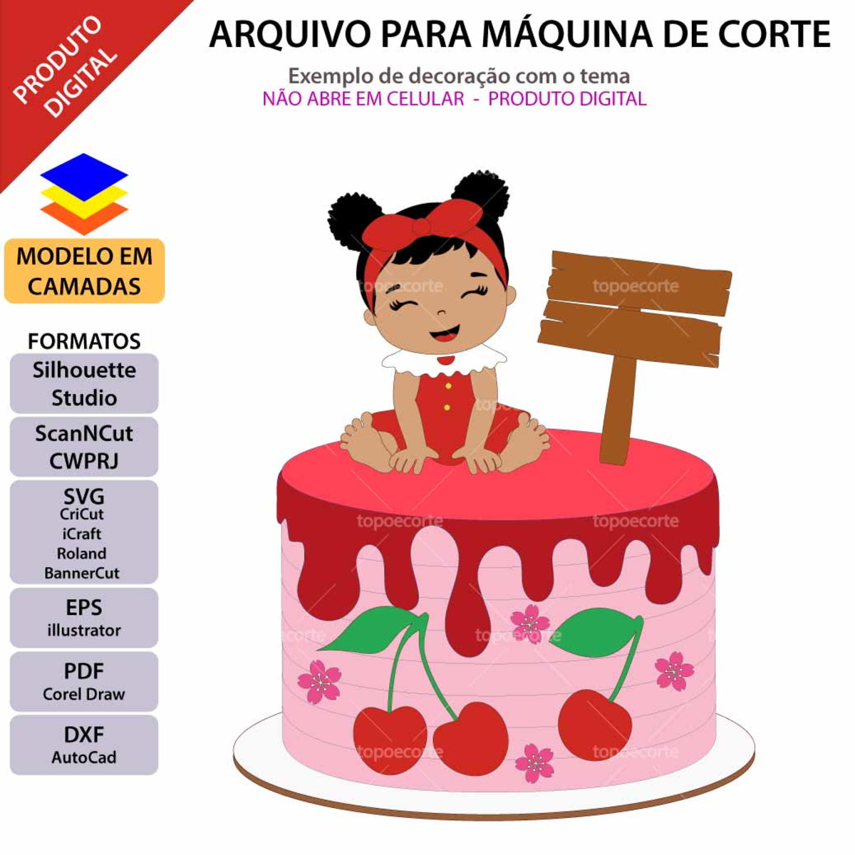 Arquivo Topo de Bolo Bebê Cerejinha +1 Arquivo da Loja - Imagem 2