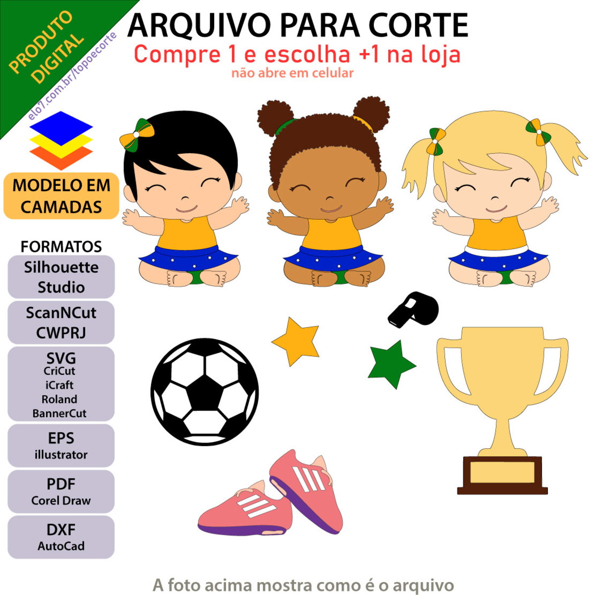Arquivo Topo de Bolo Bebê Futebol Menina +1 Arquivo da Loja