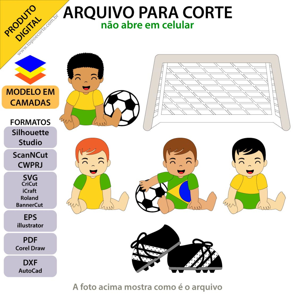 Arquivo Topo de Bolo Bebê Futebol Menino +1 Arquivo da Loja - Imagem 2