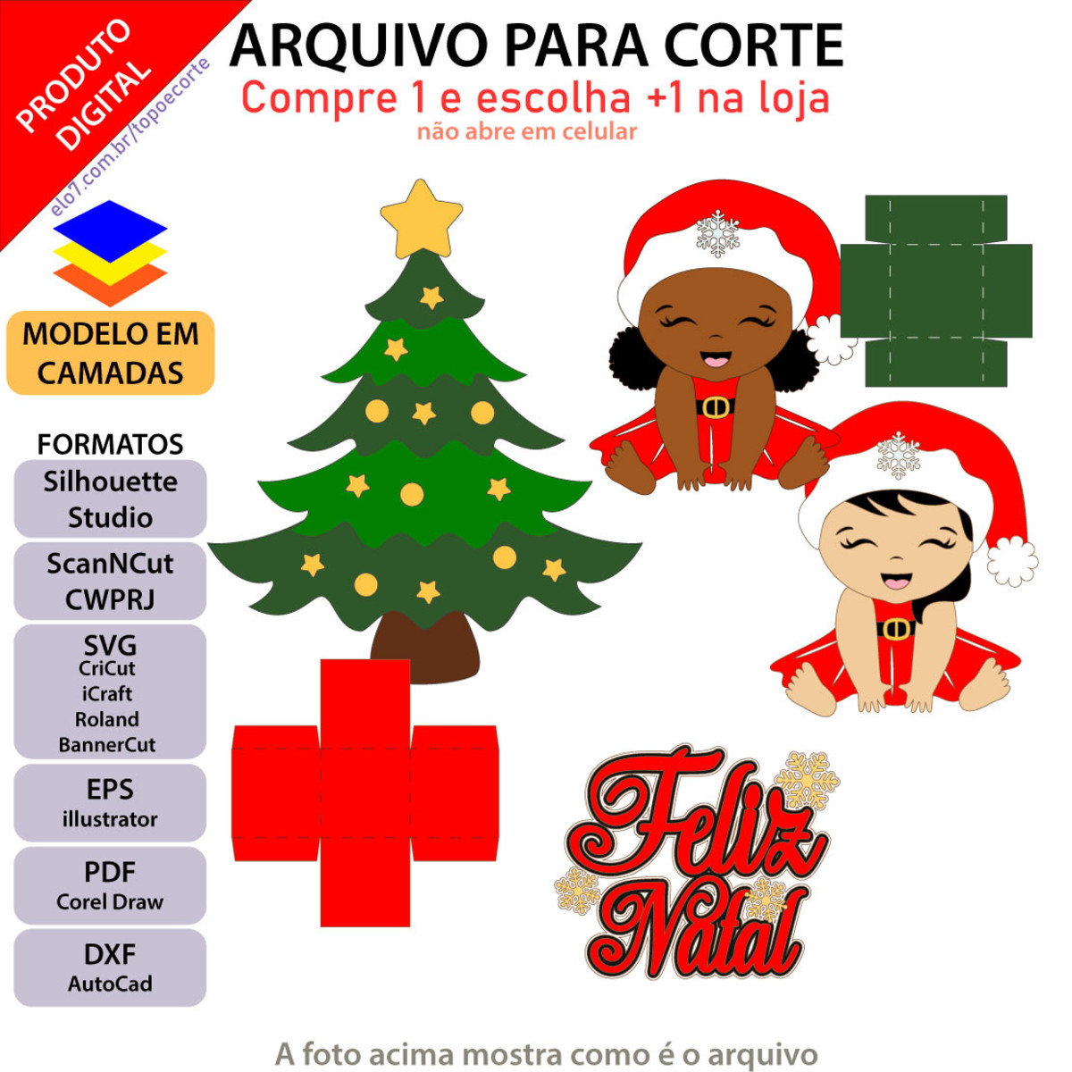 Arquivo Topo de Bolo Bebê de Natal Menina +1 Arquivo da Loja