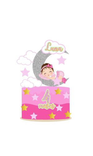 Arquivo Topo De Bolo Bebê Na Lua Menina