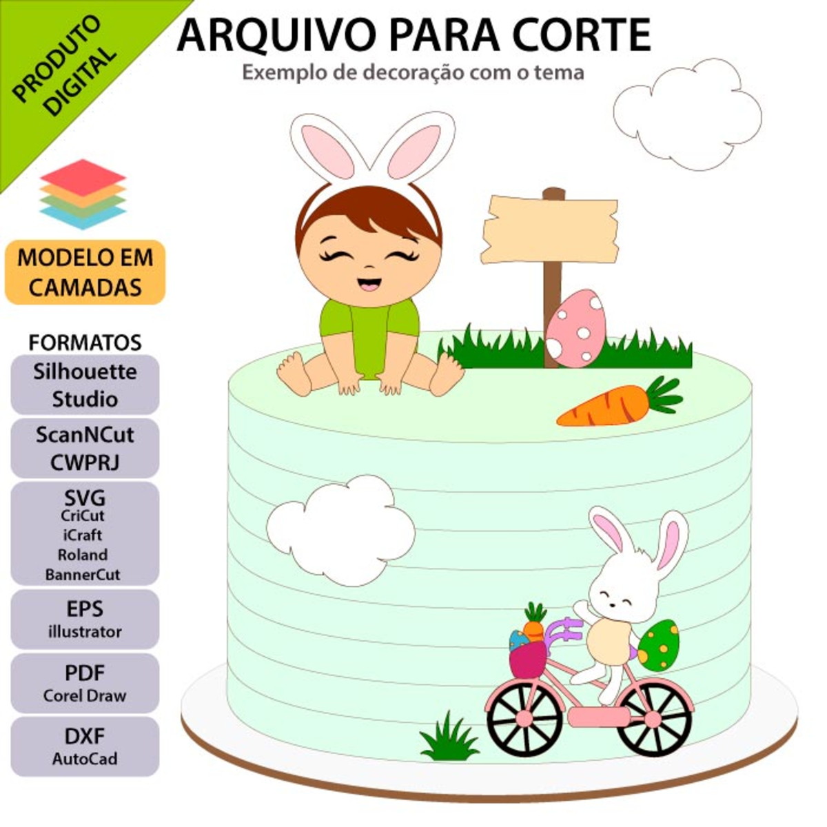 ARQUIVO Topo de bolo Bebê Páscoa +1 arquivo da loja - Imagem 2